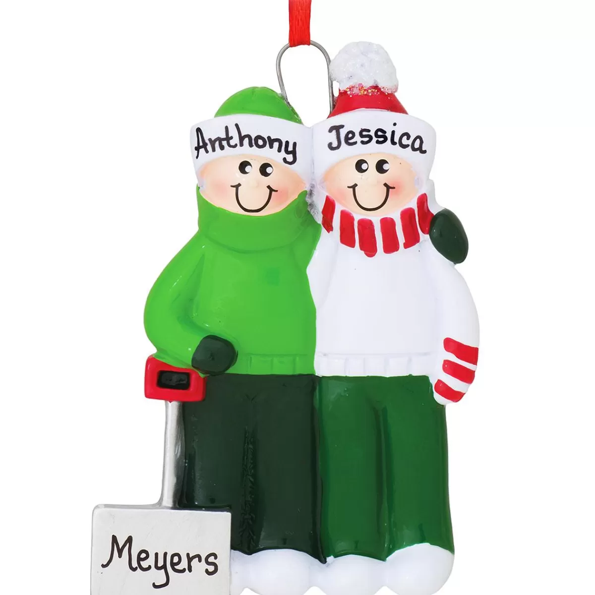 Bronner's Christmas Wonderland Personalized Family Of 2 With Snow Shovel Ornament | Ornaments