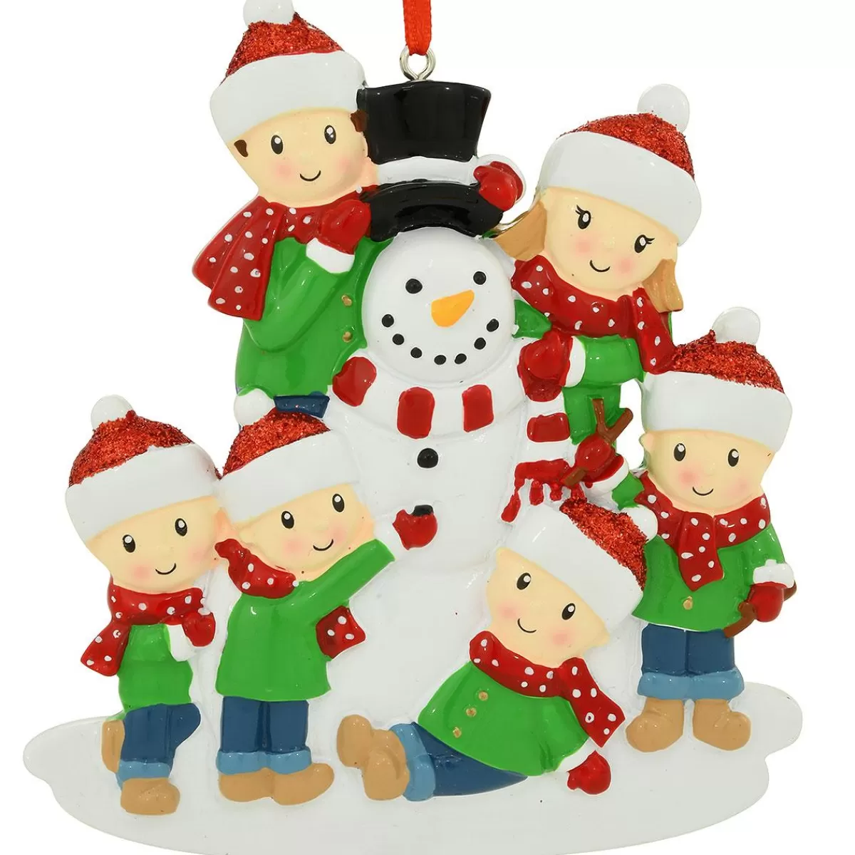 Bronner's Christmas Wonderland Personalized Family Of 6 Building Snowman Ornament | Ornaments