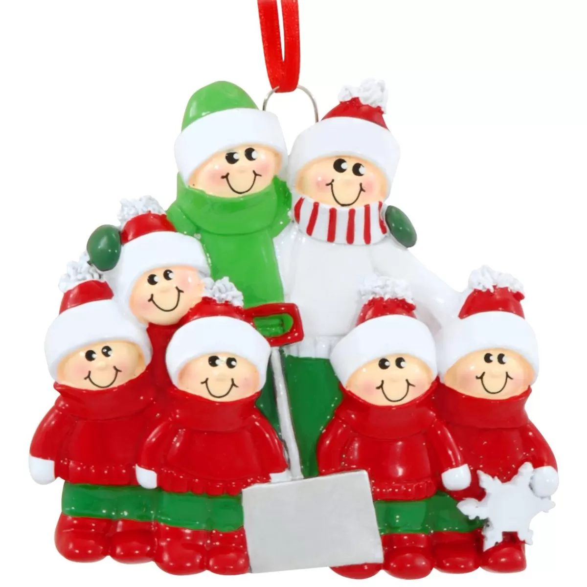 Bronner's Christmas Wonderland Personalized Family Of 7 With Snow Shovel Ornament | Ornaments