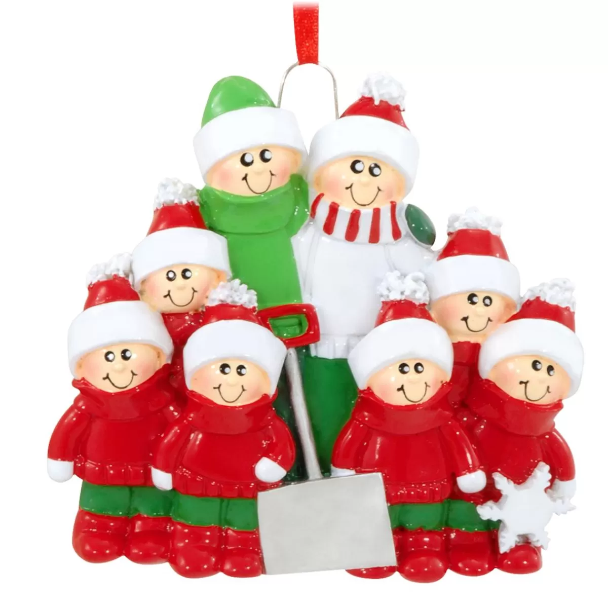 Bronner's Christmas Wonderland Personalized Family Of 8 With Snow Shovel Ornament | Ornaments