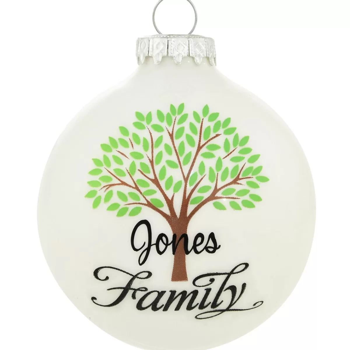 Bronner's Christmas Wonderland Personalized Family Tree White Glass Ornament | Ornaments