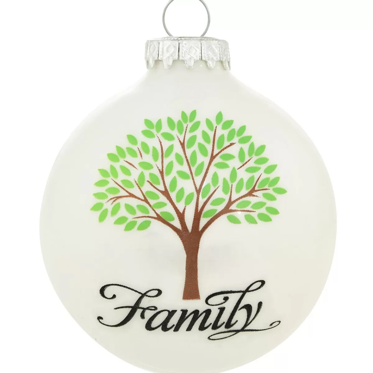 Bronner's Christmas Wonderland Personalized Family Tree White Glass Ornament | Ornaments