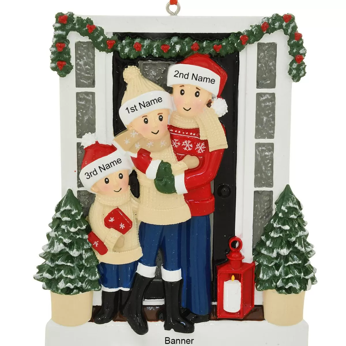 Bronner's Christmas Wonderland Personalized Farmhouse Family Of 3 Ornament | Ornaments