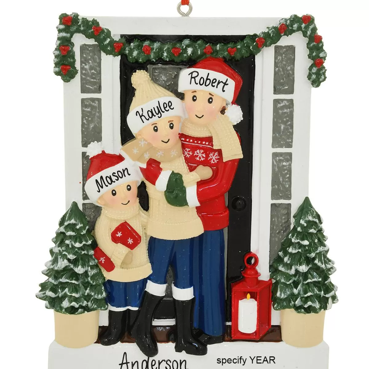 Bronner's Christmas Wonderland Personalized Farmhouse Family Of 3 Ornament | Ornaments