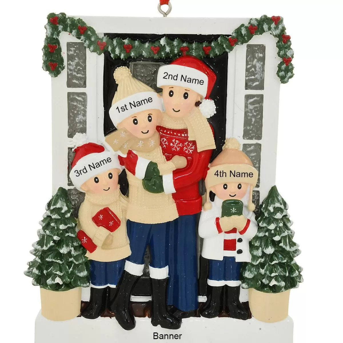 Bronner's Christmas Wonderland Personalized Farmhouse Family Of 4 Ornament | Ornaments