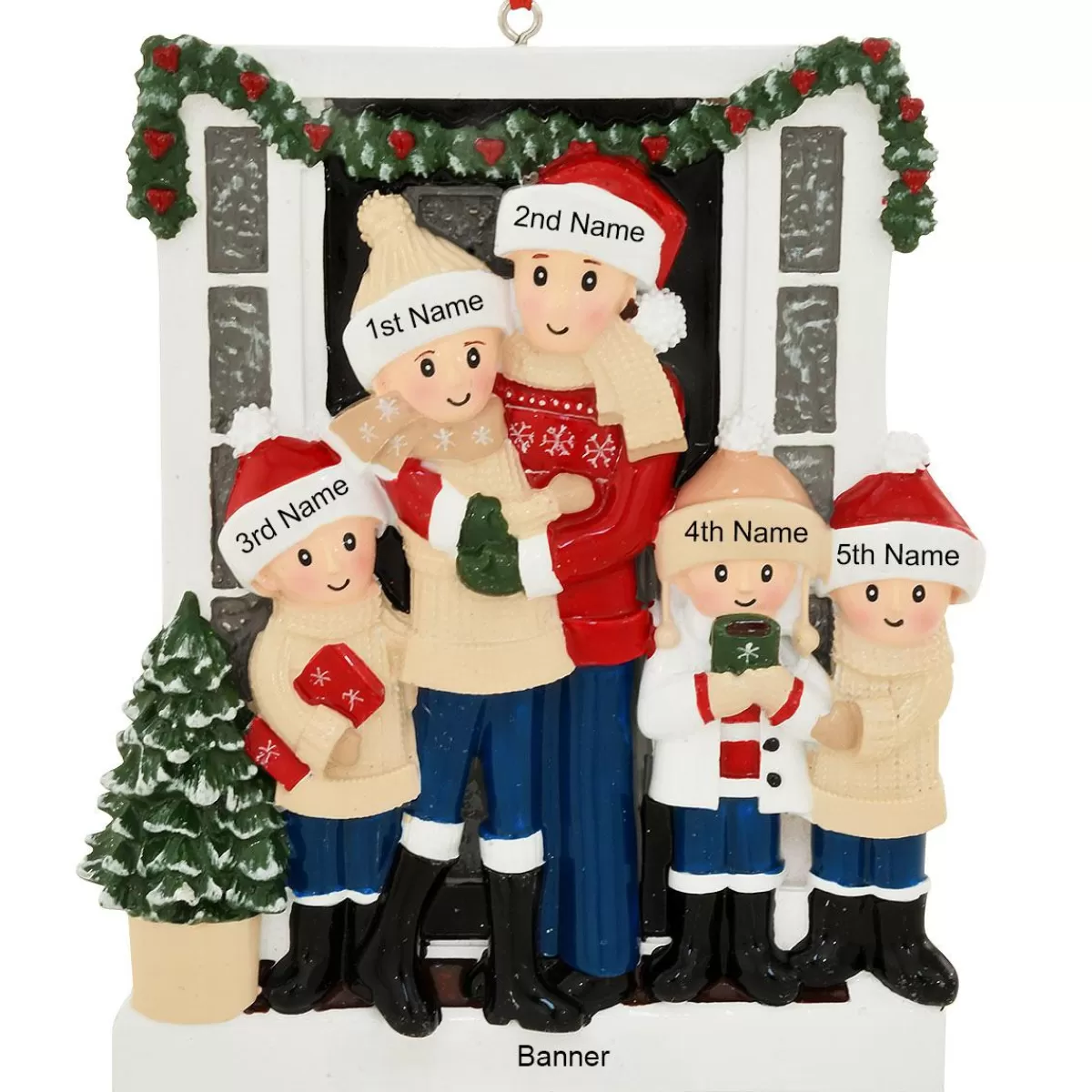 Bronner's Christmas Wonderland Personalized Farmhouse Family Of 5 Ornament | Ornaments