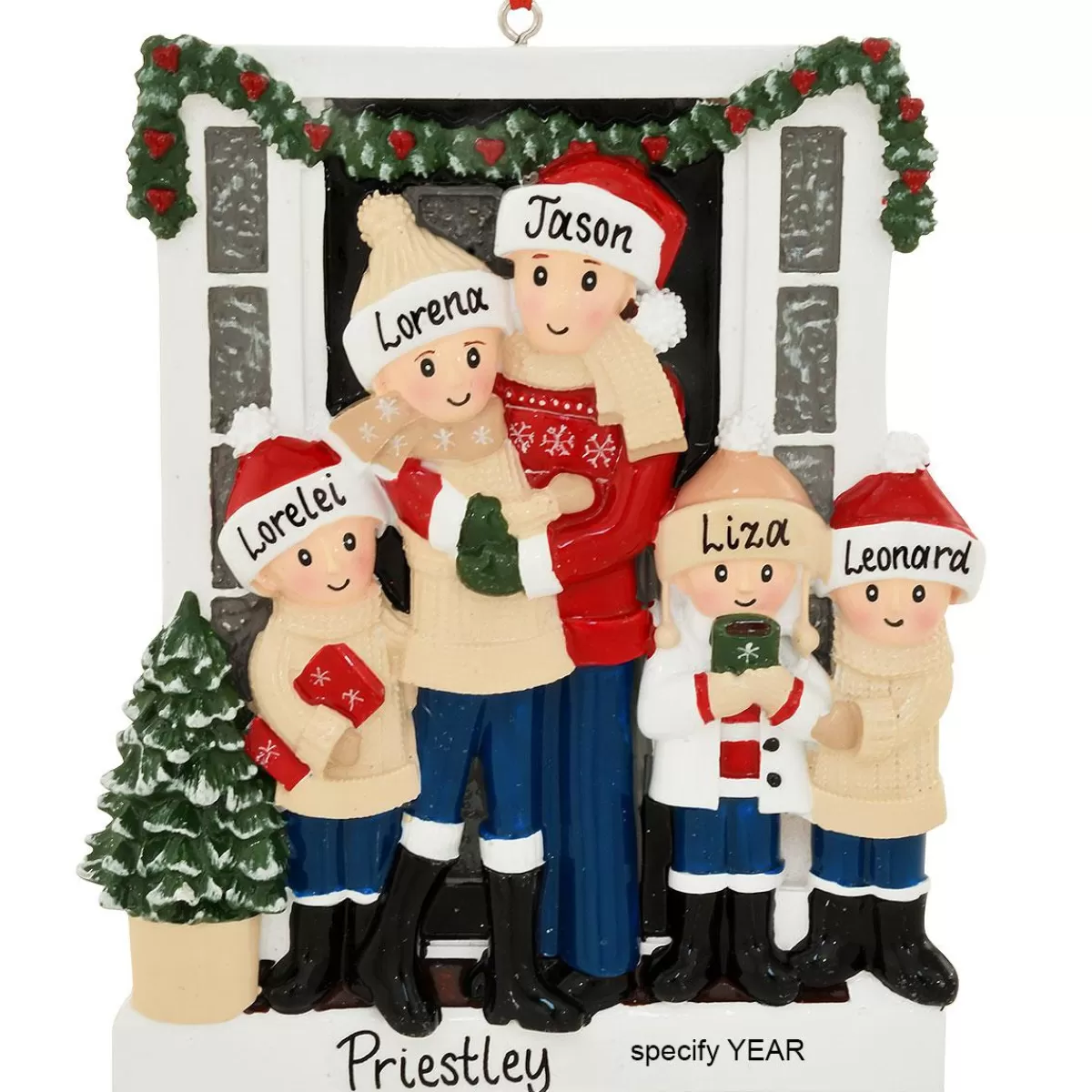 Bronner's Christmas Wonderland Personalized Farmhouse Family Of 5 Ornament | Ornaments