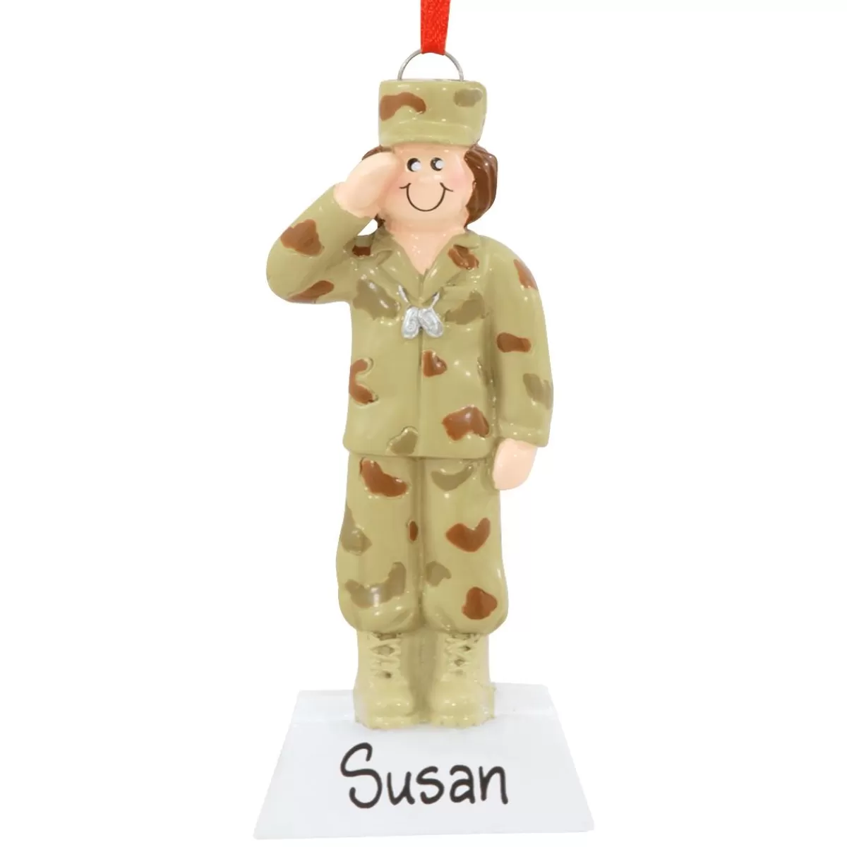 Bronner's Christmas Wonderland Personalized Female Military Figure Ornament | Ornaments