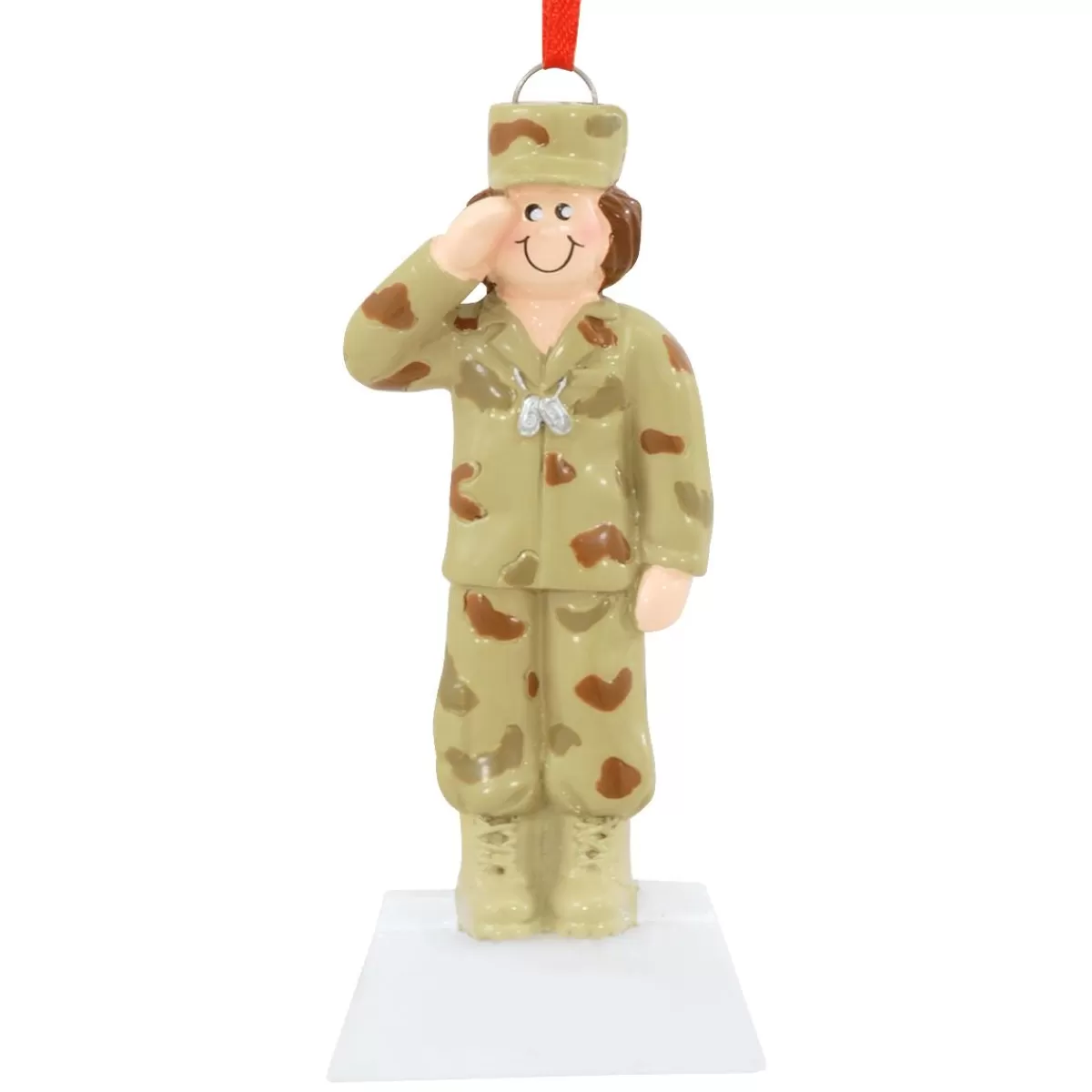 Bronner's Christmas Wonderland Personalized Female Military Figure Ornament | Ornaments