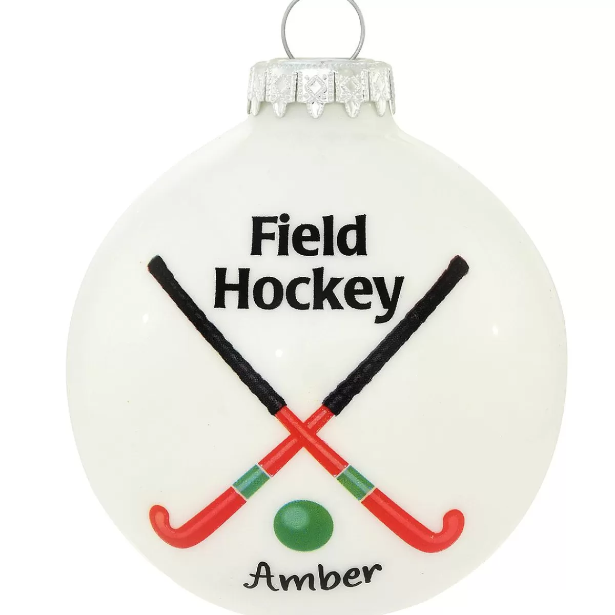 Bronner's Christmas Wonderland Personalized Field Hockey Glass Ornament | Ornaments