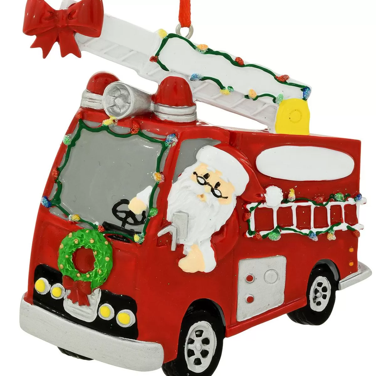 Bronner's Christmas Wonderland Personalized Fire Truck With Santa Ornament> Hobbies & Occupations