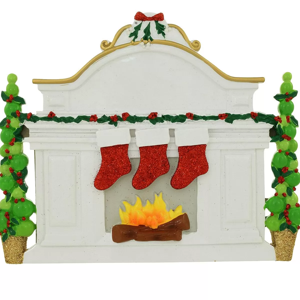 Bronner's Christmas Wonderland Personalized Fireplace Mantle With 3 Stockings Table Display | Home Decor & Gifts