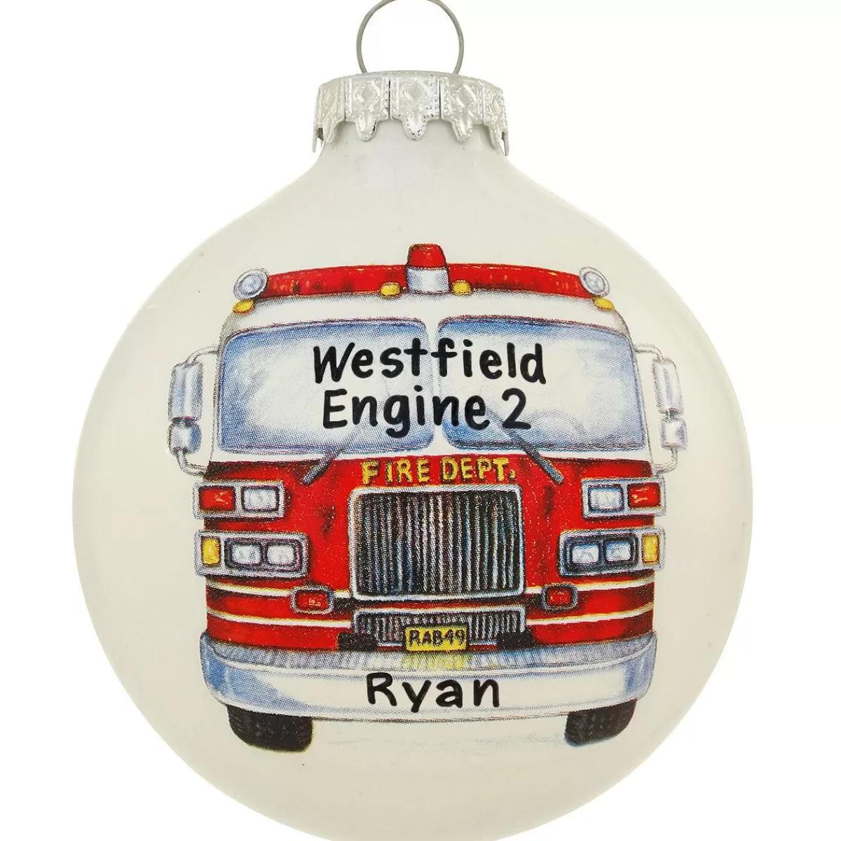 Bronner's Christmas Wonderland Personalized Firetruck Glass Ornament> Hobbies & Occupations