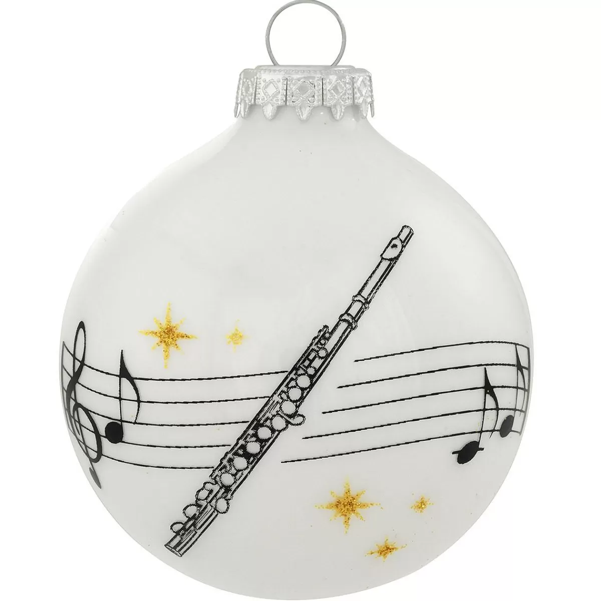 Bronner's Christmas Wonderland Personalized Flute Music Staff Glass Ornament> Music, Dance, & Theater