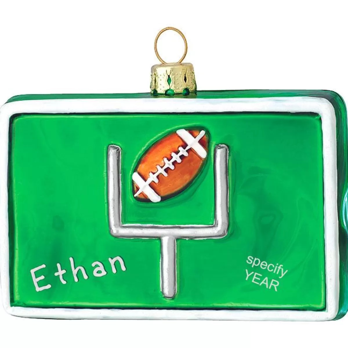 Bronner's Christmas Wonderland Personalized Football Field Glass Ornament | Ornaments