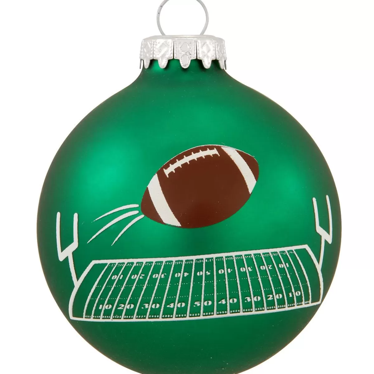 Bronner's Christmas Wonderland Personalized Football Over Field Glass Ornament | Ornaments