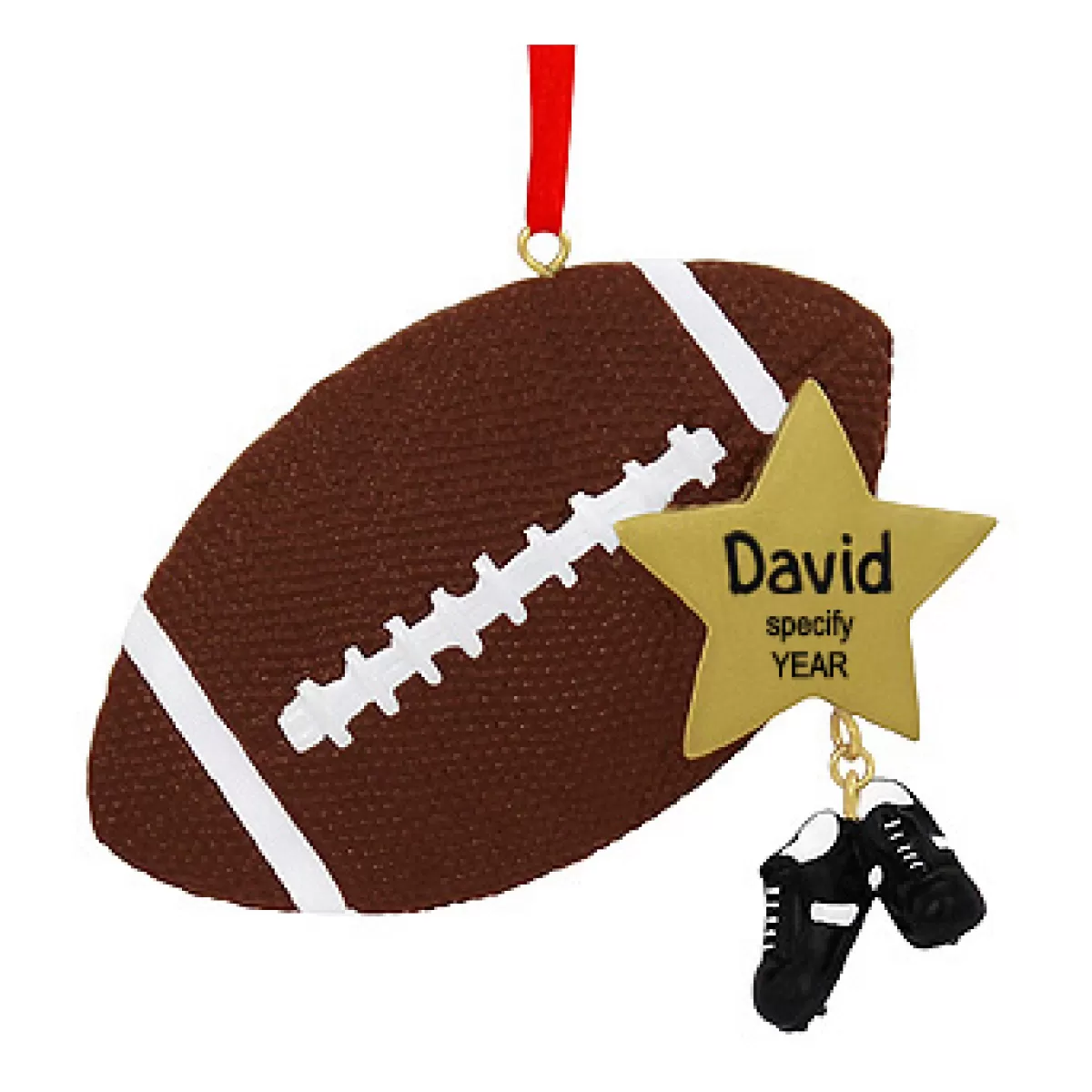 Bronner's Christmas Wonderland Personalized Football Star With Shoe Dangle Ornament | Ornaments