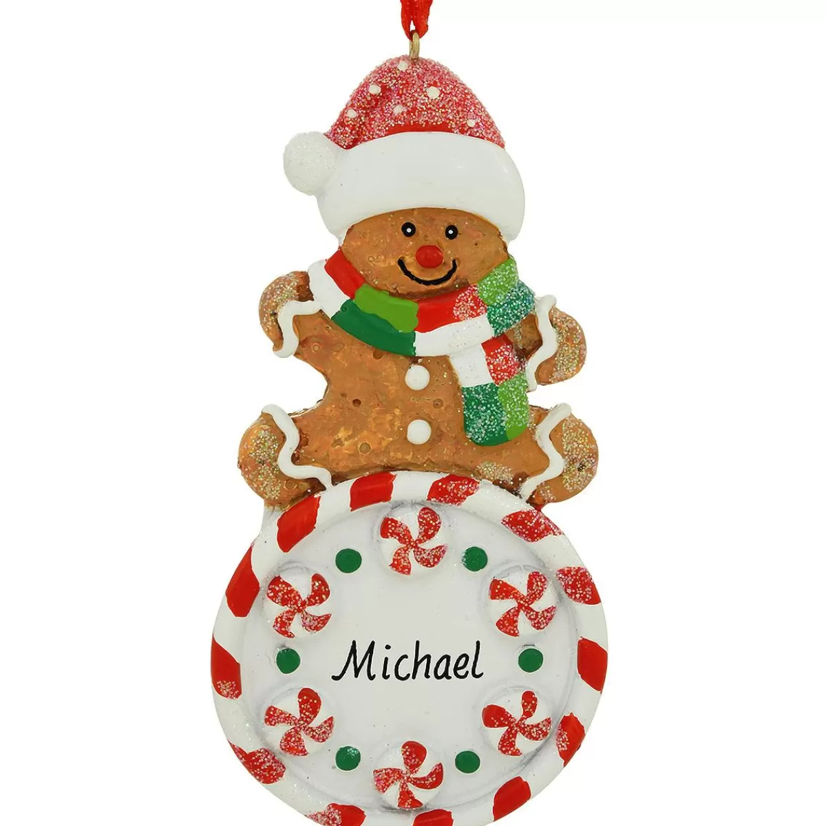 Bronner's Christmas Wonderland Personalized Gingerbread Boy On Candy Ornament> Food, Drinks, & Cooking