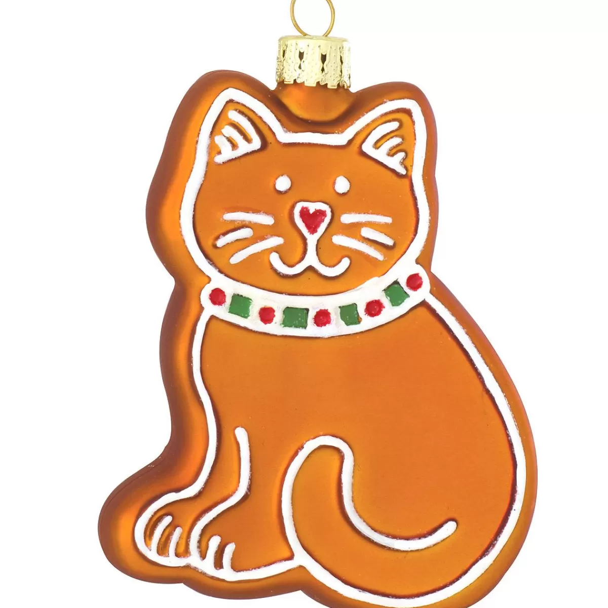 Bronner's Christmas Wonderland Personalized Gingerbread Cat With Collar Glass Ornament | Ornaments