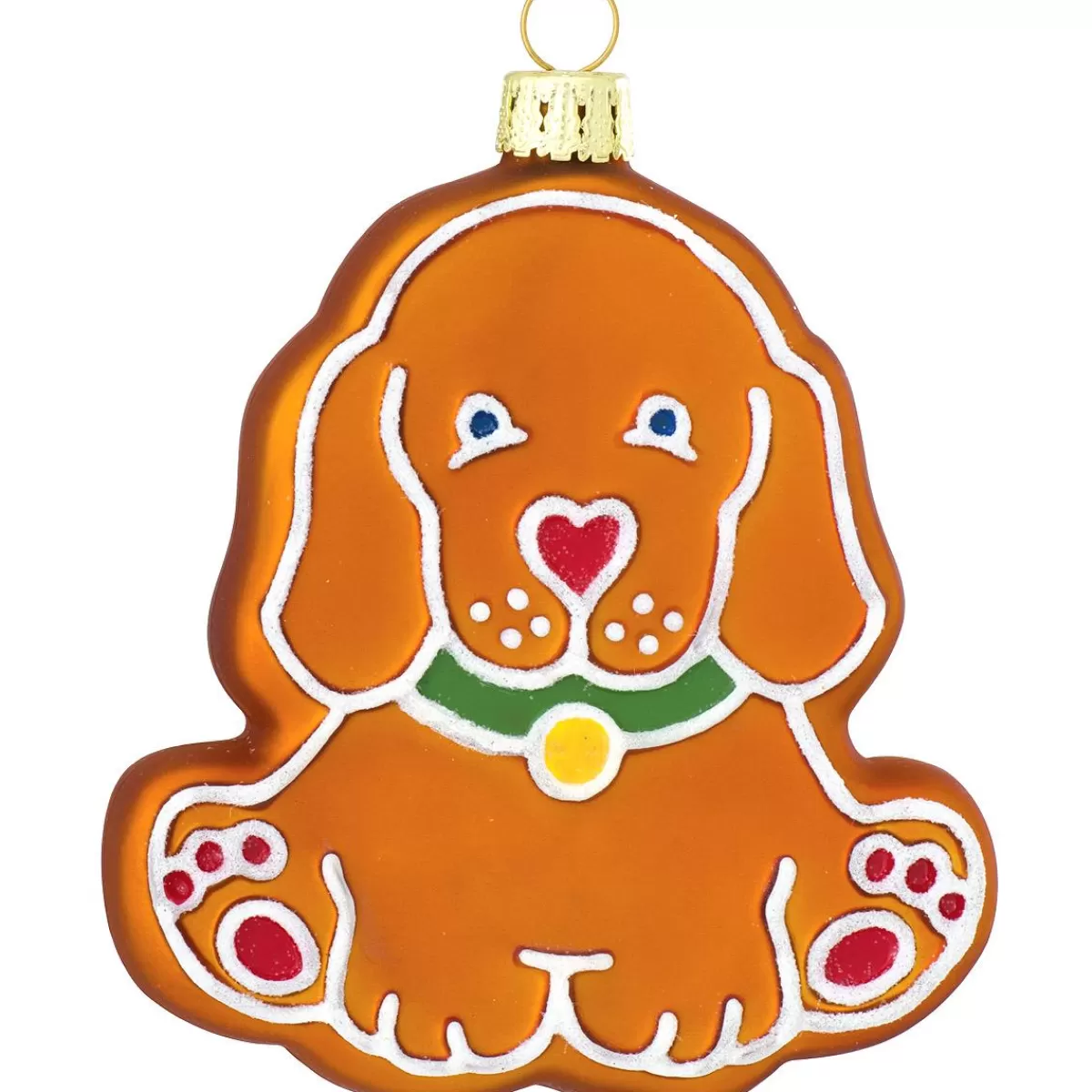 Bronner's Christmas Wonderland Personalized Gingerbread Dog With Collar Glass Ornament | Ornaments