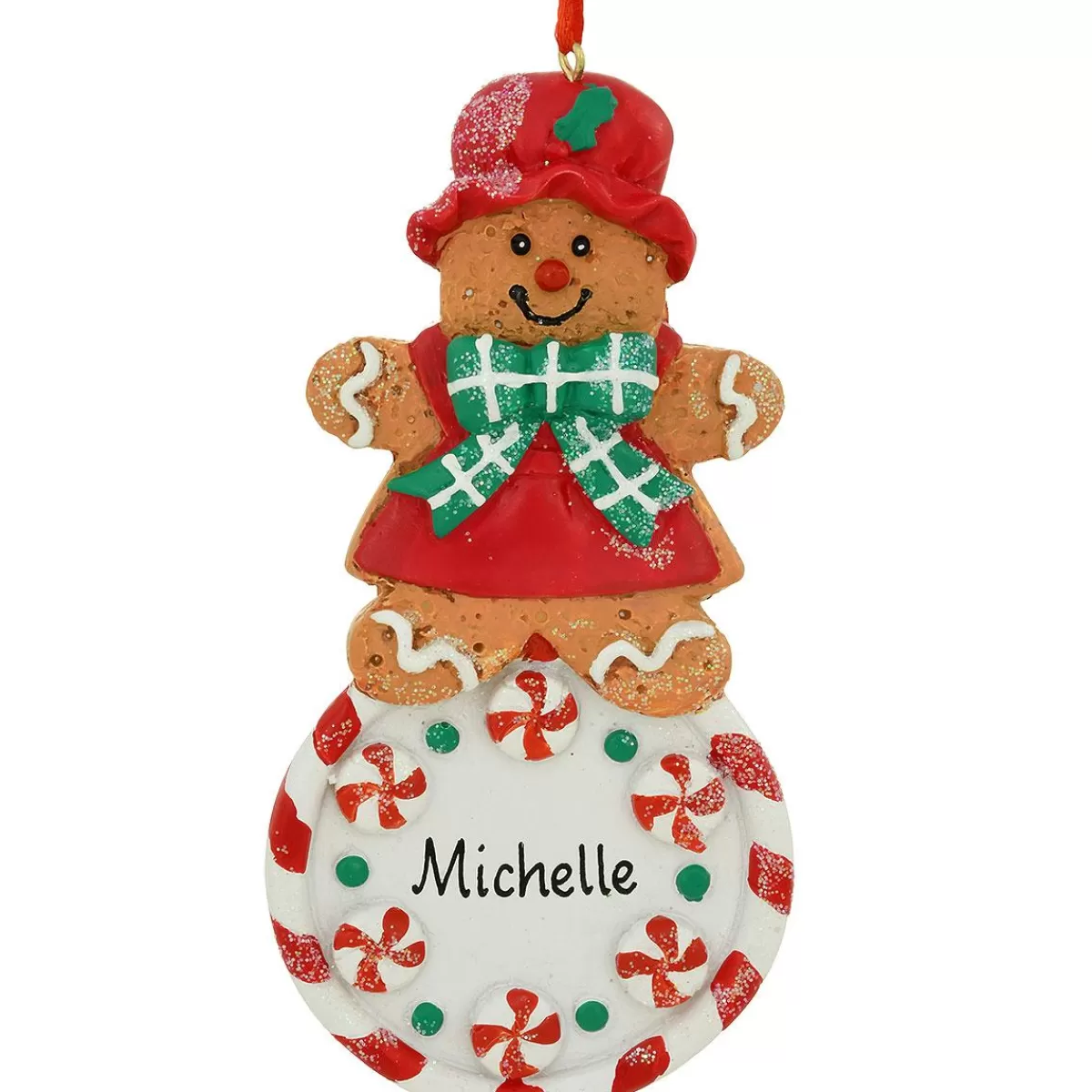 Bronner's Christmas Wonderland Personalized Gingerbread Girl On Candy Ornament> Food, Drinks, & Cooking