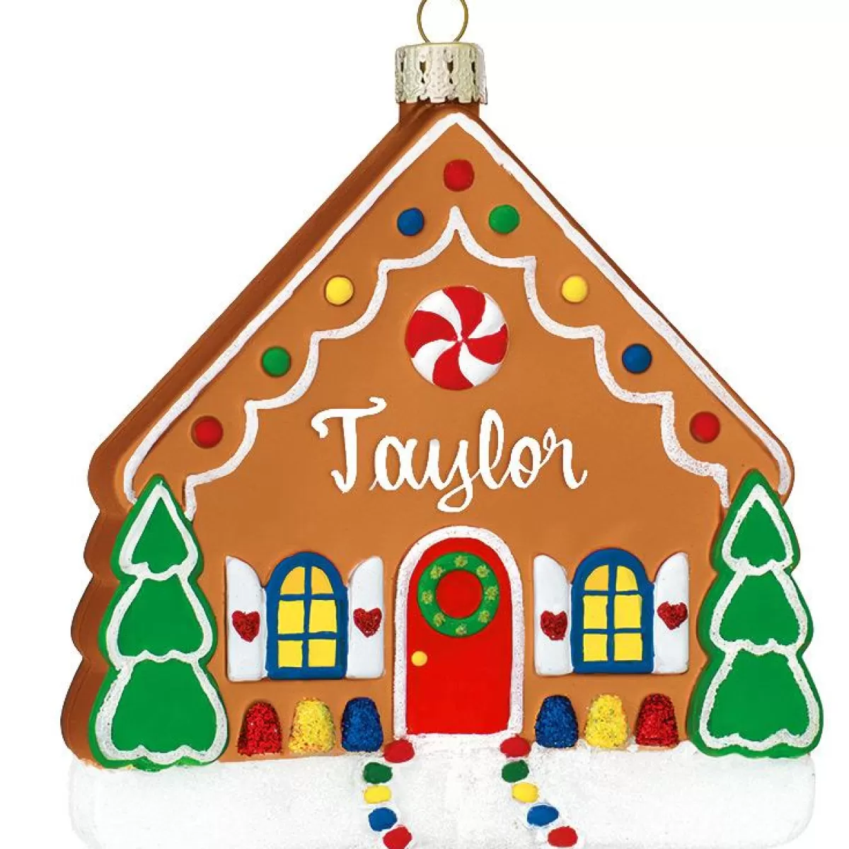 Bronner's Christmas Wonderland Personalized Gingerbread House With Candy Trim Glass Ornament> Food, Drinks, & Cooking