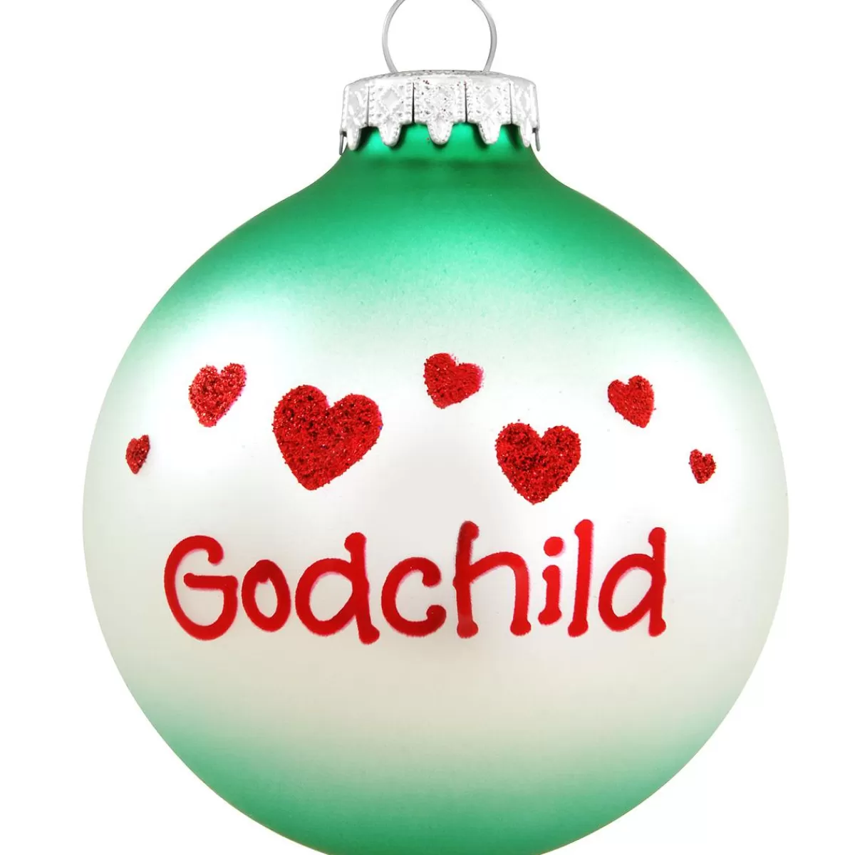 Bronner's Christmas Wonderland Personalized Godchild With Hearts Glass Ornament | Ornaments