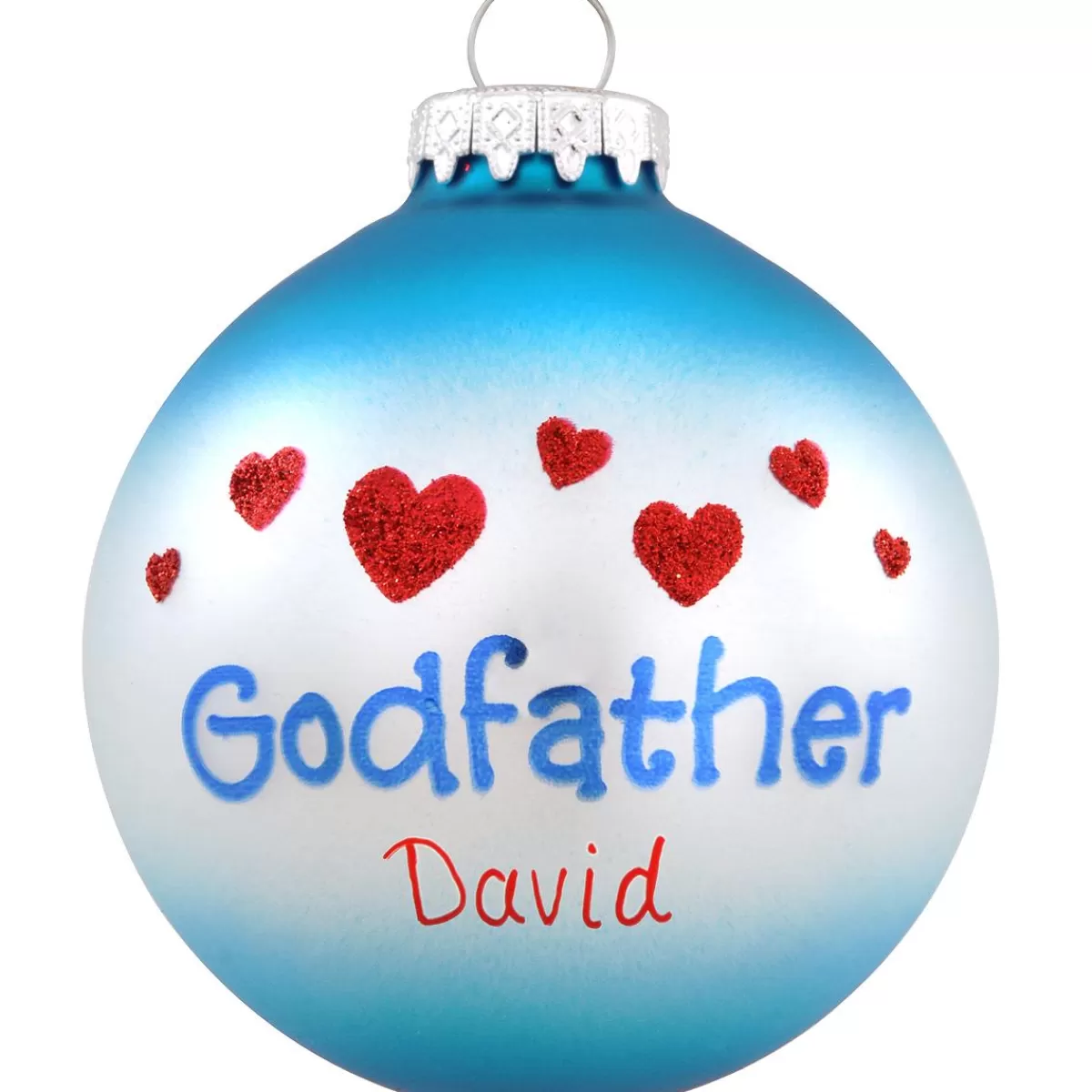 Bronner's Christmas Wonderland Personalized Godfather With Hearts Glass Ornament | Ornaments