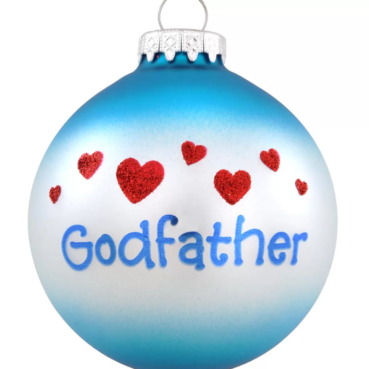 Bronner's Christmas Wonderland Personalized Godfather With Hearts Glass Ornament | Ornaments