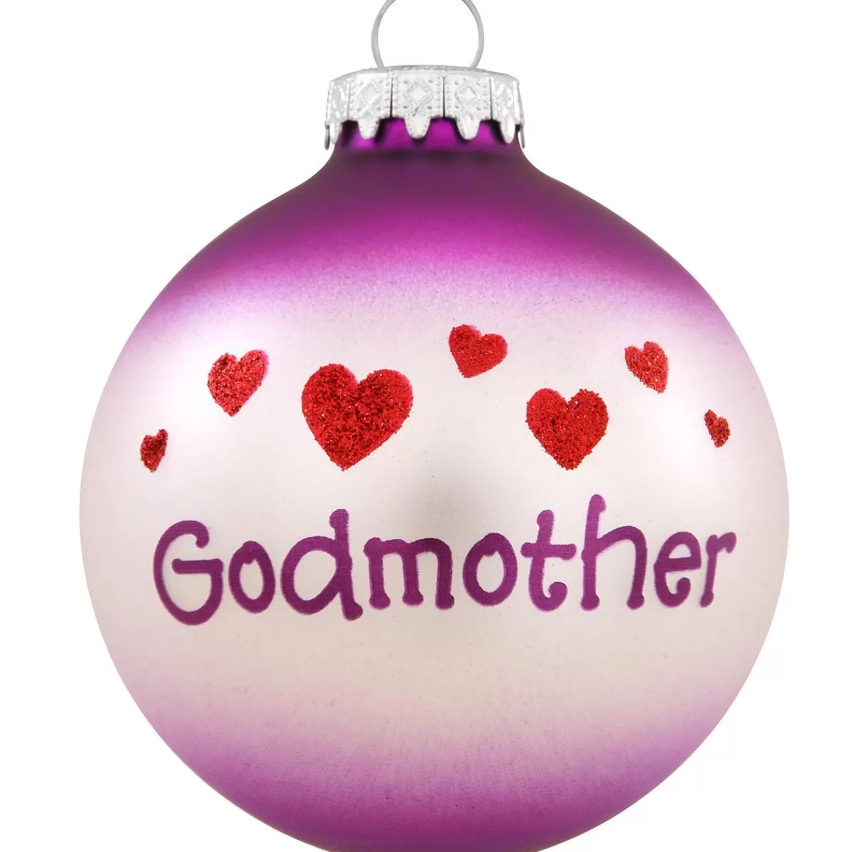 Bronner's Christmas Wonderland Personalized Godmother With Hearts Glass Ornament | Ornaments