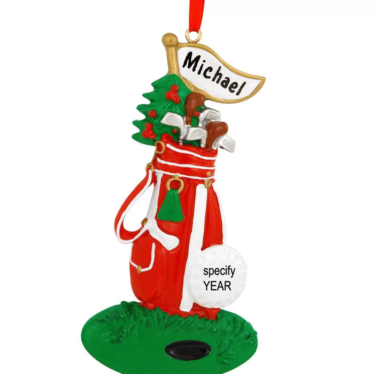 Bronner's Christmas Wonderland Personalized Golf Bag On Green Ornament | Ornaments