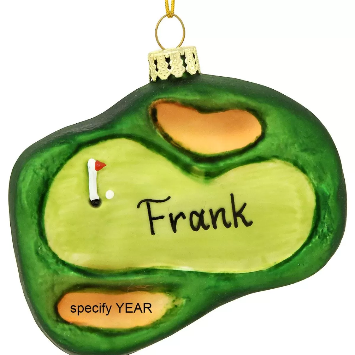 Bronner's Christmas Wonderland Personalized Golf Green Glass Ornament | Ornaments