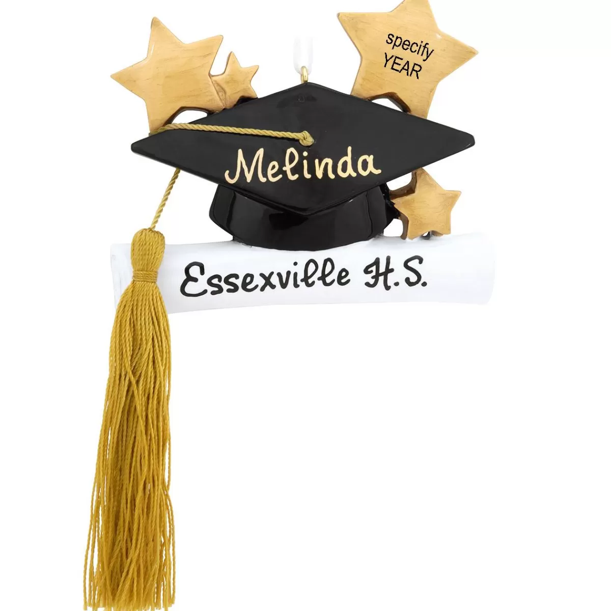 Bronner's Christmas Wonderland Personalized Graduation Cap With Stars And Tassel Ornament | Ornaments