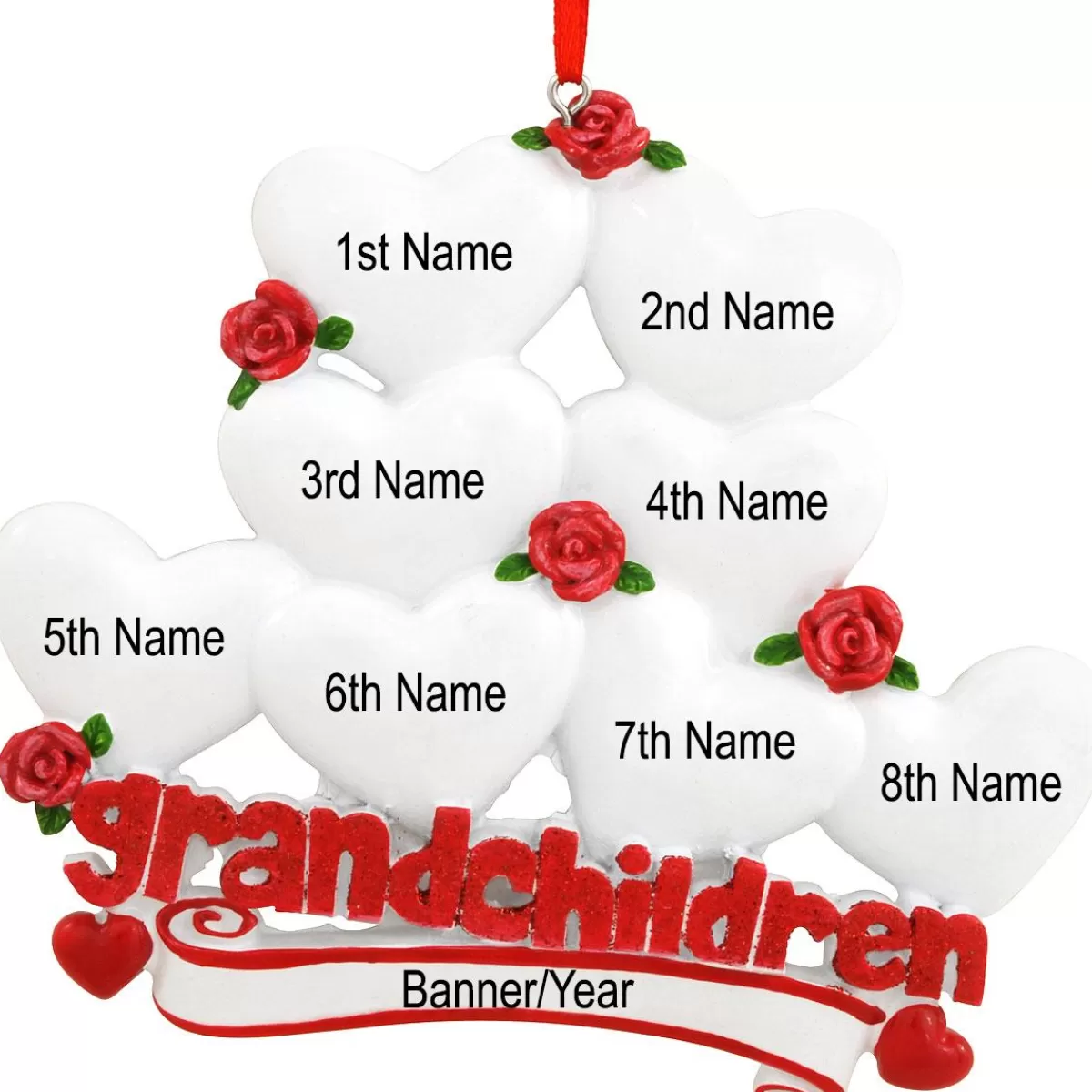 Bronner's Christmas Wonderland Personalized Grandchildren With 8 Hearts Ornament | Ornaments