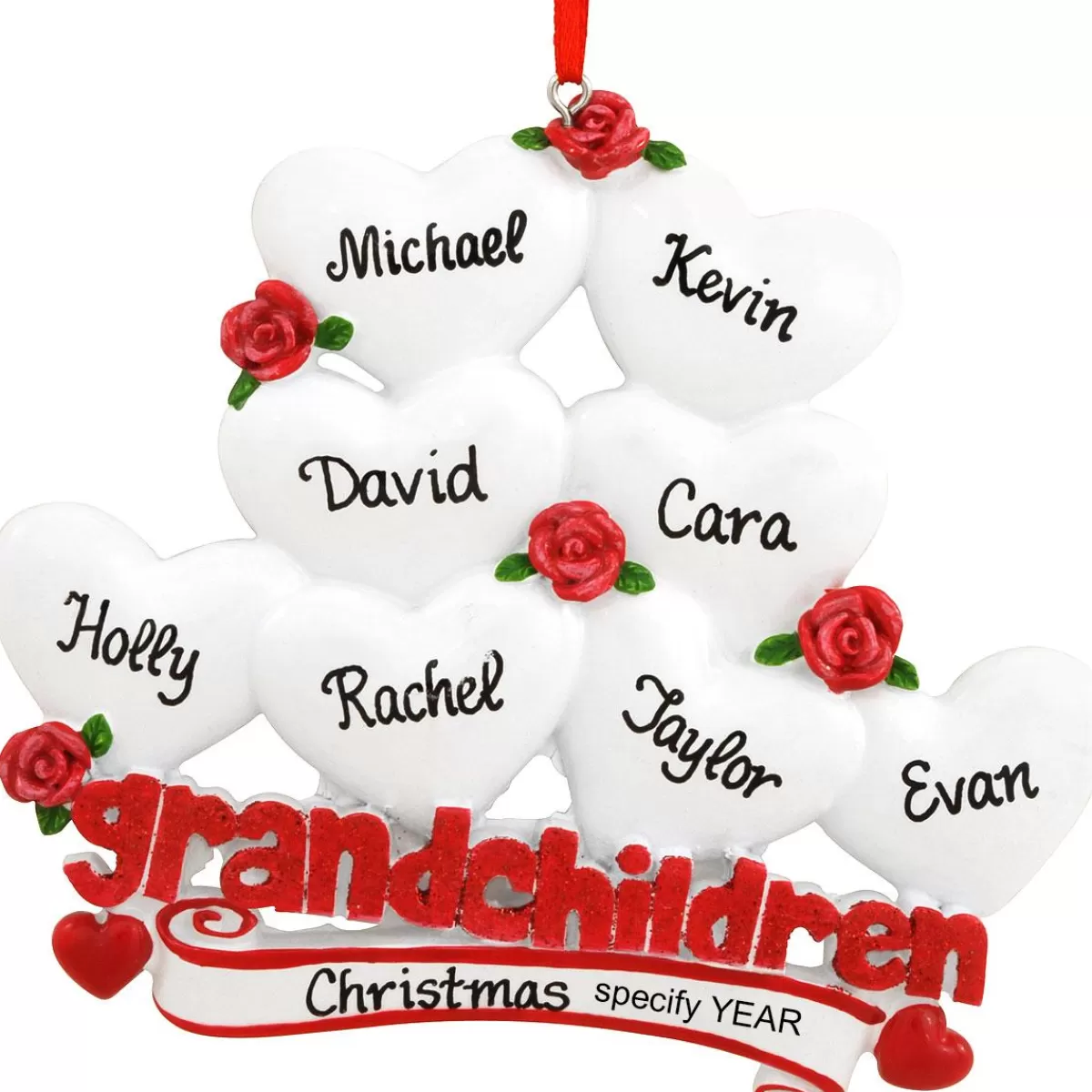 Bronner's Christmas Wonderland Personalized Grandchildren With 8 Hearts Ornament | Ornaments