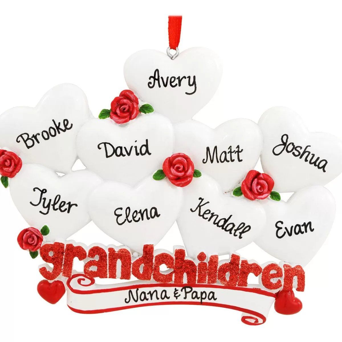 Bronner's Christmas Wonderland Personalized Grandchildren With 9 Hearts Ornament | Ornaments