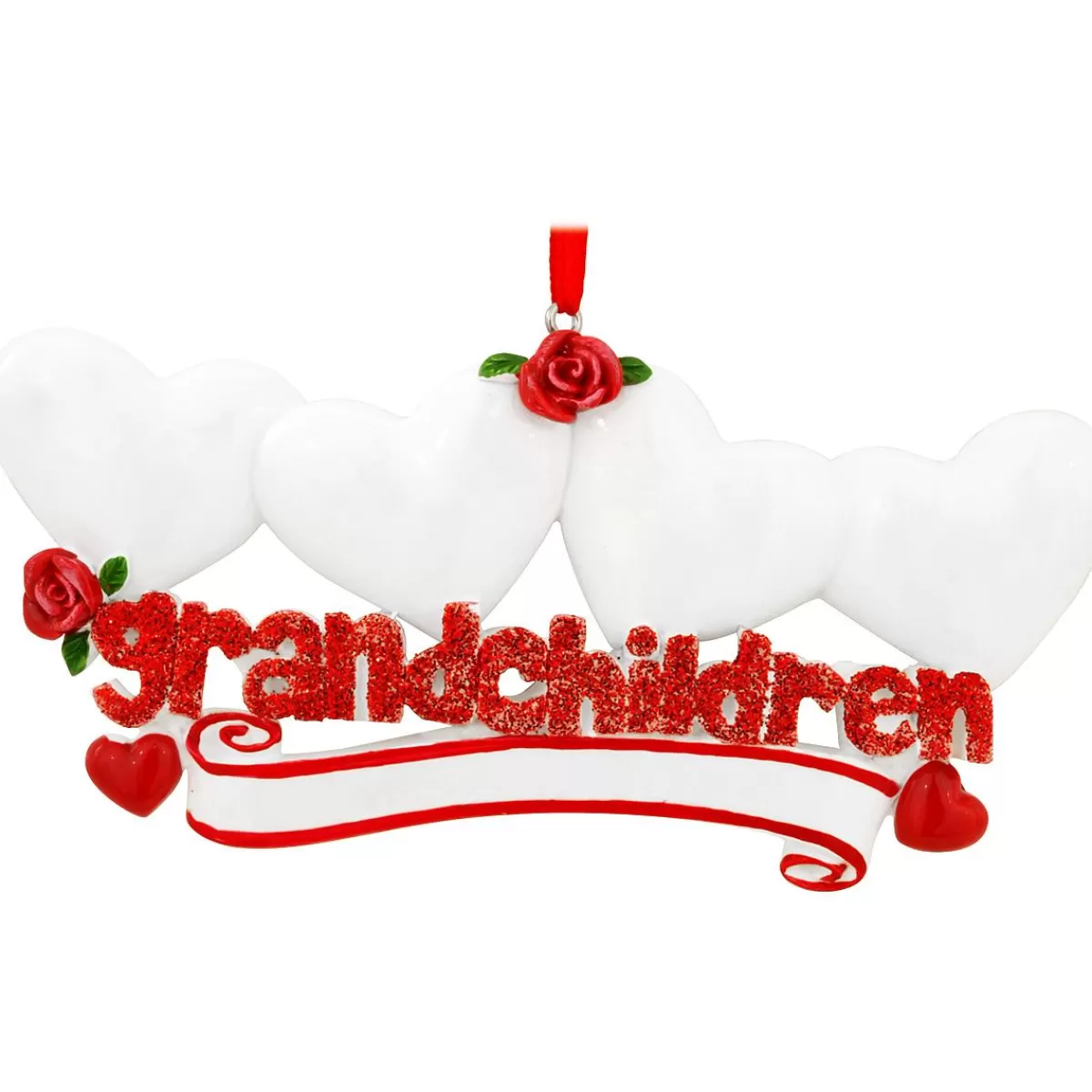 Bronner's Christmas Wonderland Personalized Grandchildren With Four Hearts Ornament | Ornaments