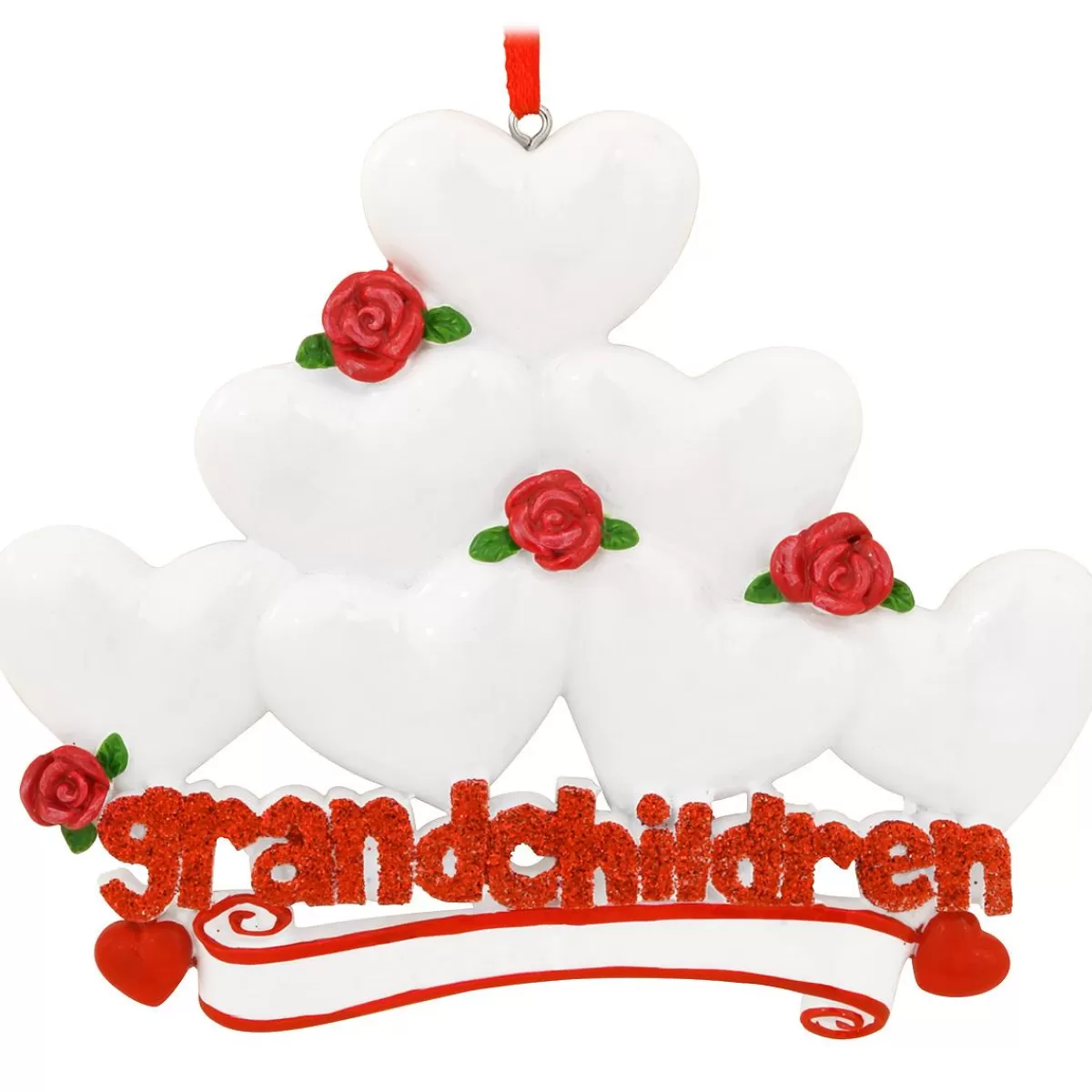 Bronner's Christmas Wonderland Personalized Grandchildren With Seven Hearts Ornament | Ornaments