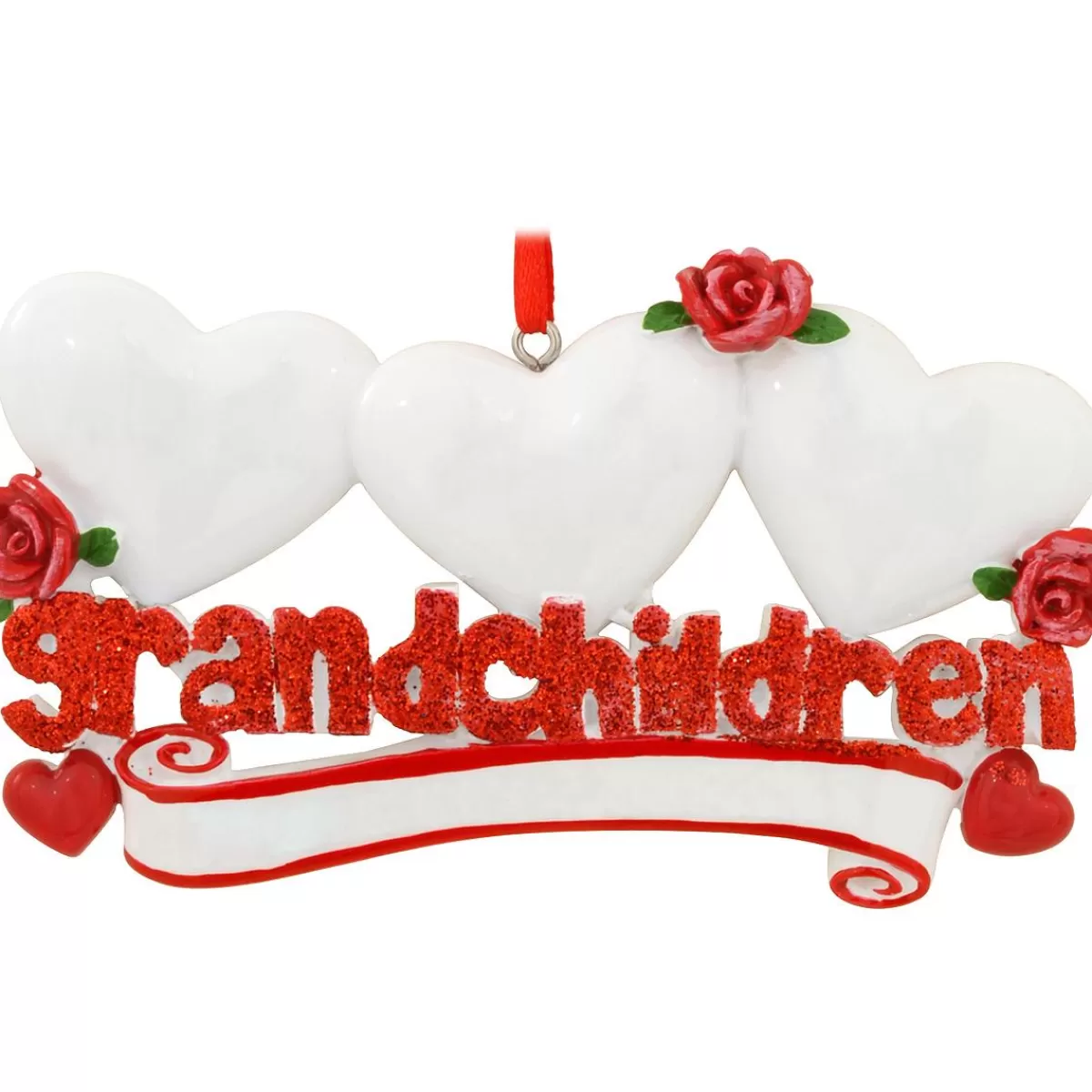 Bronner's Christmas Wonderland Personalized Grandchildren With Three Hearts Ornament | Ornaments