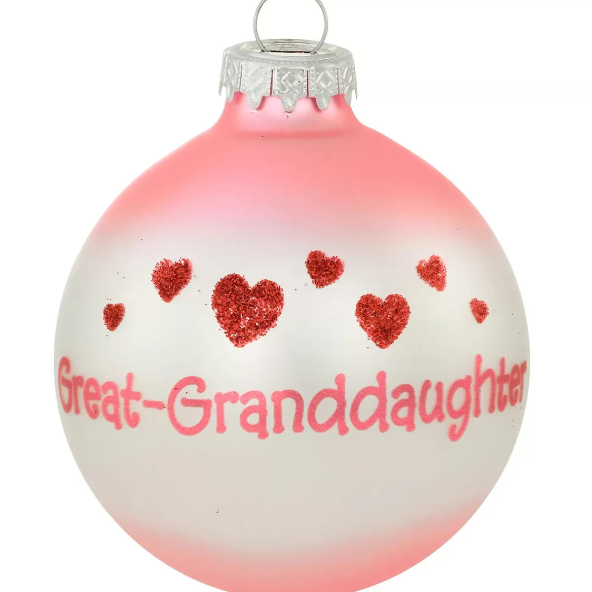 Bronner's Christmas Wonderland Personalized Great Granddaughter With Hearts Glass Ornament | Ornaments