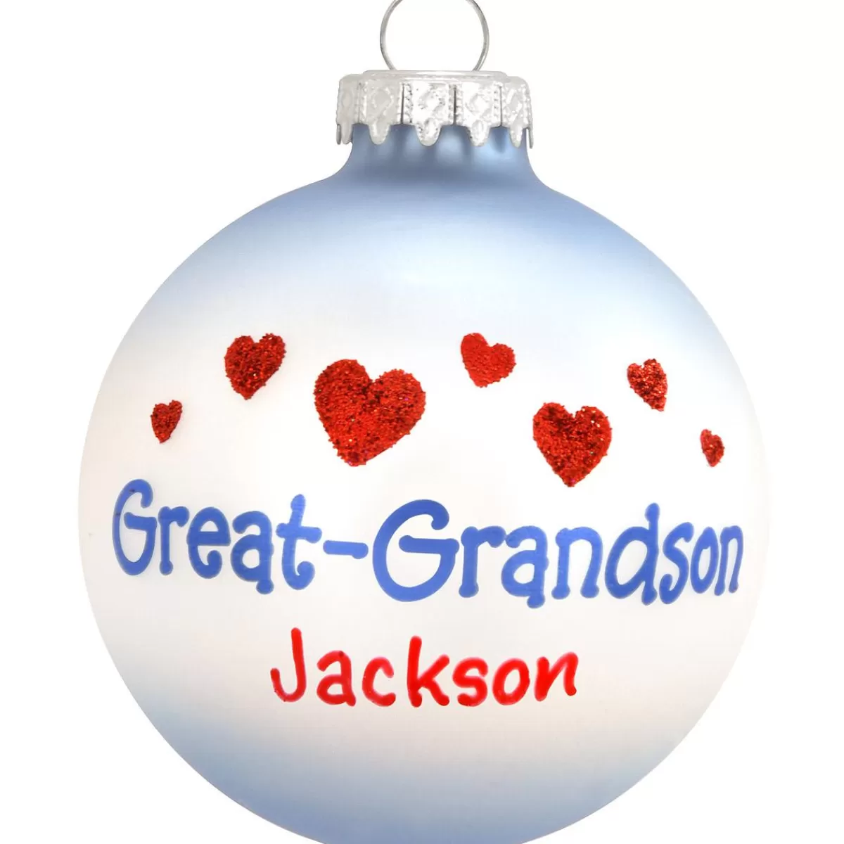 Bronner's Christmas Wonderland Personalized Great Grandson With Hearts Glass Ornament | Ornaments