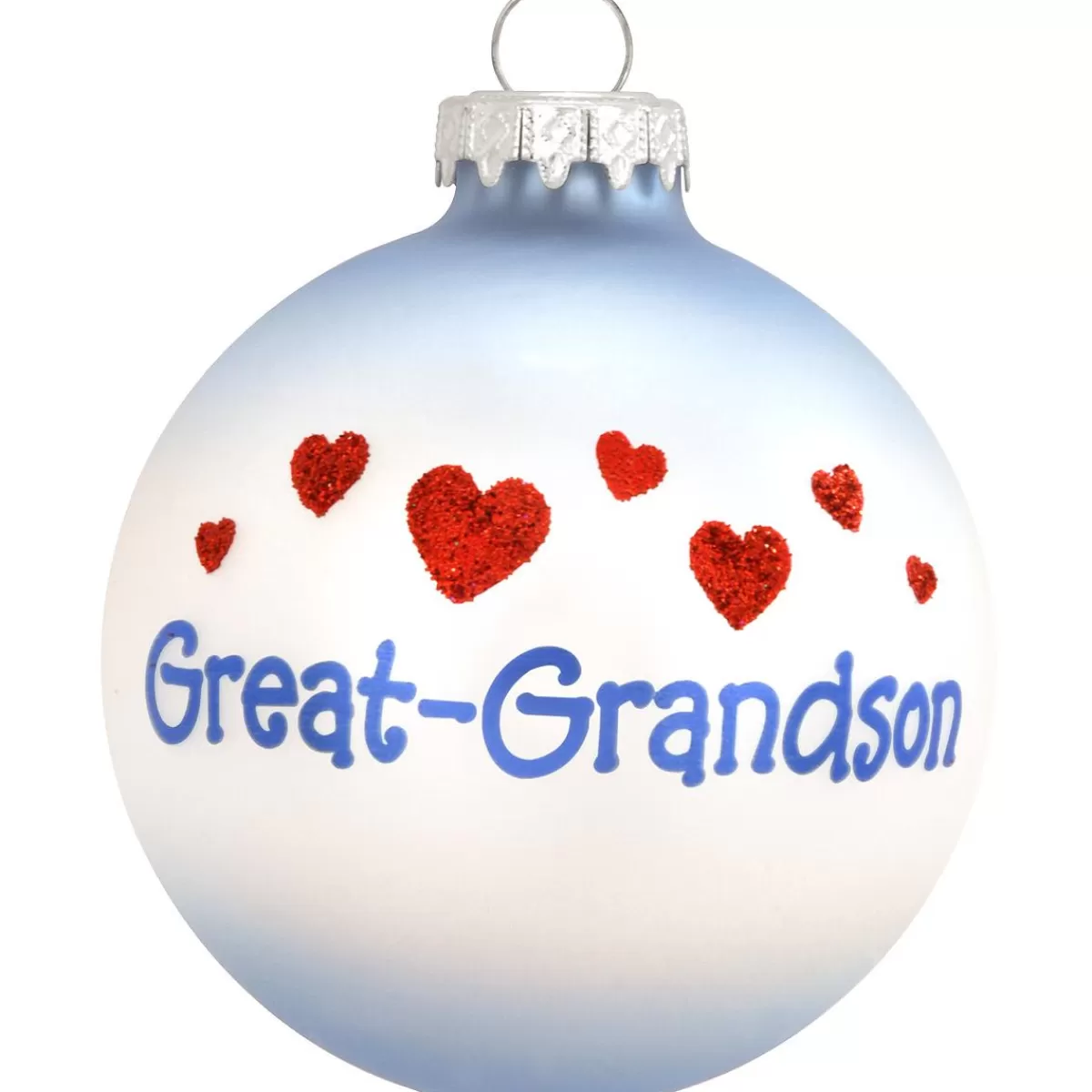 Bronner's Christmas Wonderland Personalized Great Grandson With Hearts Glass Ornament | Ornaments