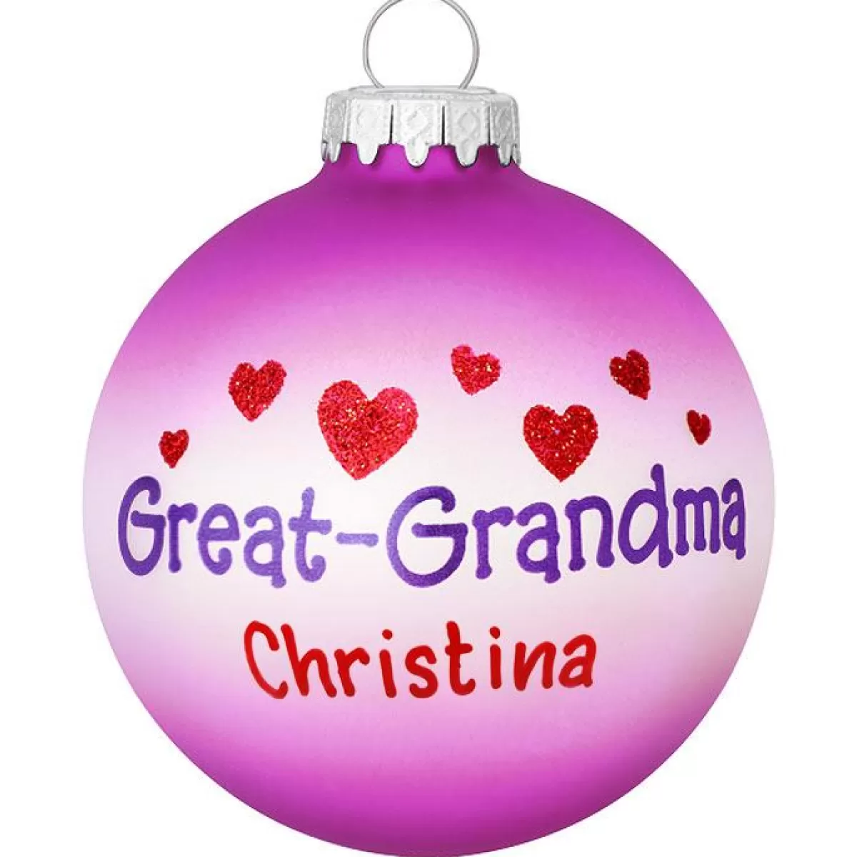 Bronner's Christmas Wonderland Personalized Great-Grandma With Hearts Glass Ornament | Ornaments