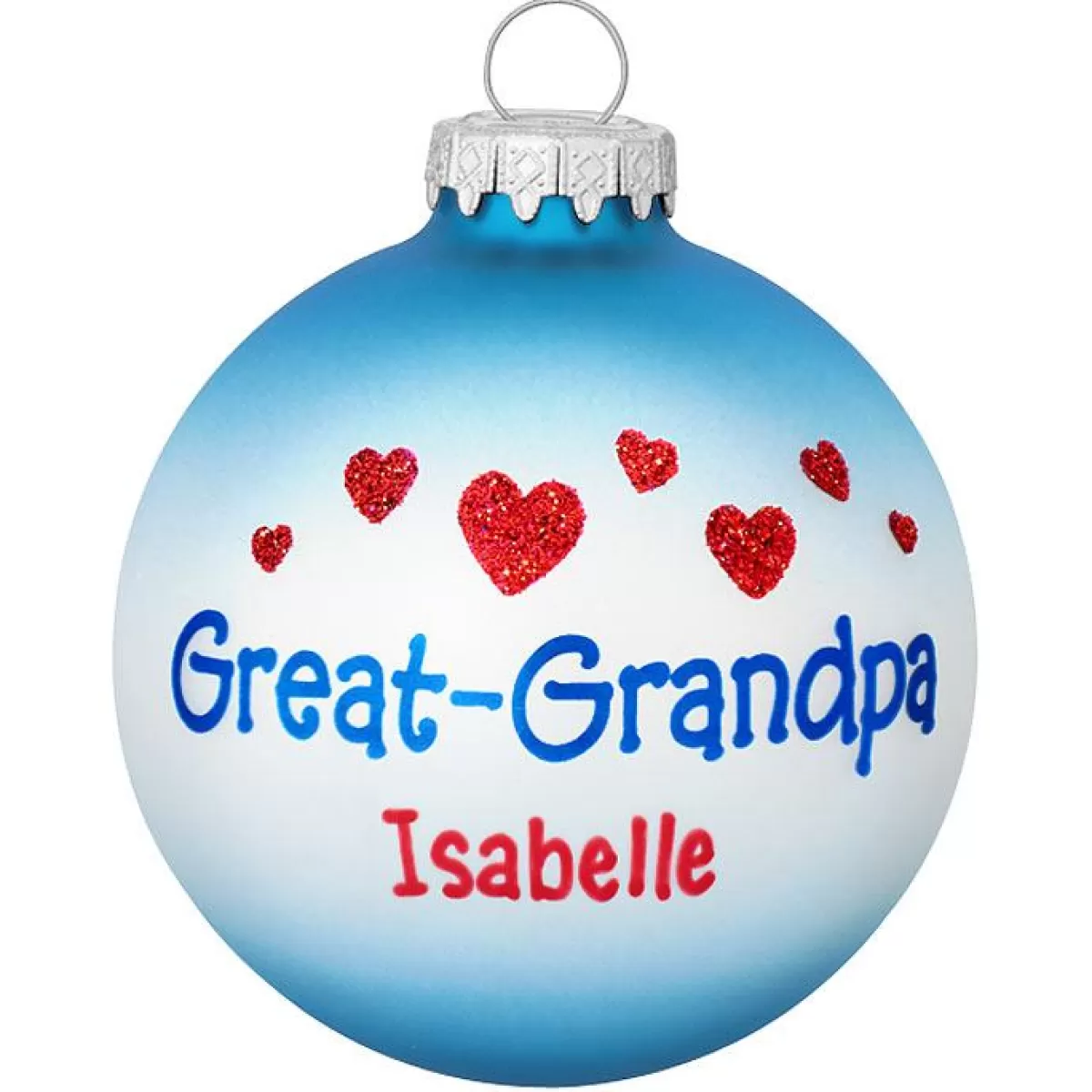 Bronner's Christmas Wonderland Personalized Great-Grandpa With Hearts Glass Ornament | Ornaments