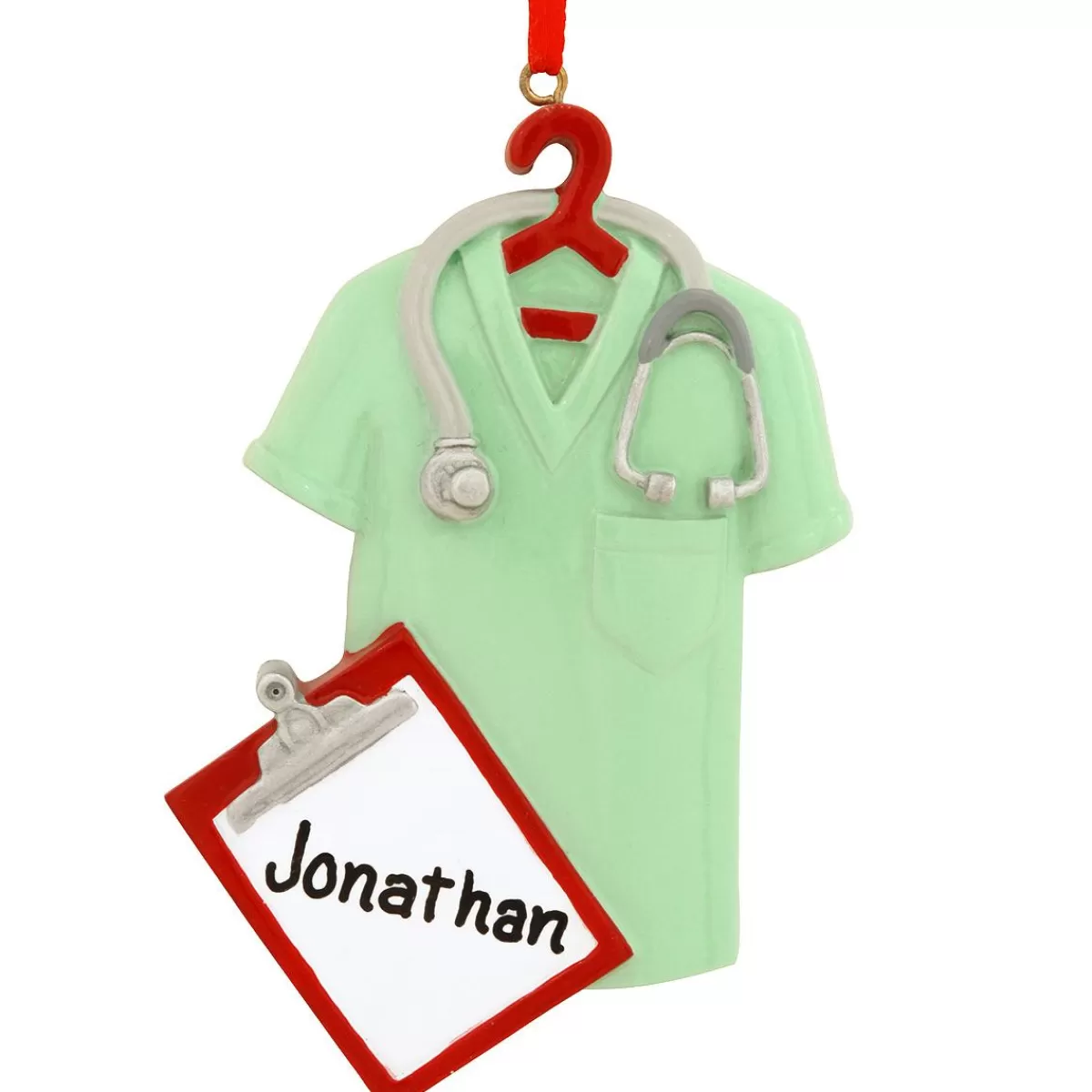 Bronner's Christmas Wonderland Personalized Green Scrubs Ornament> Hobbies & Occupations