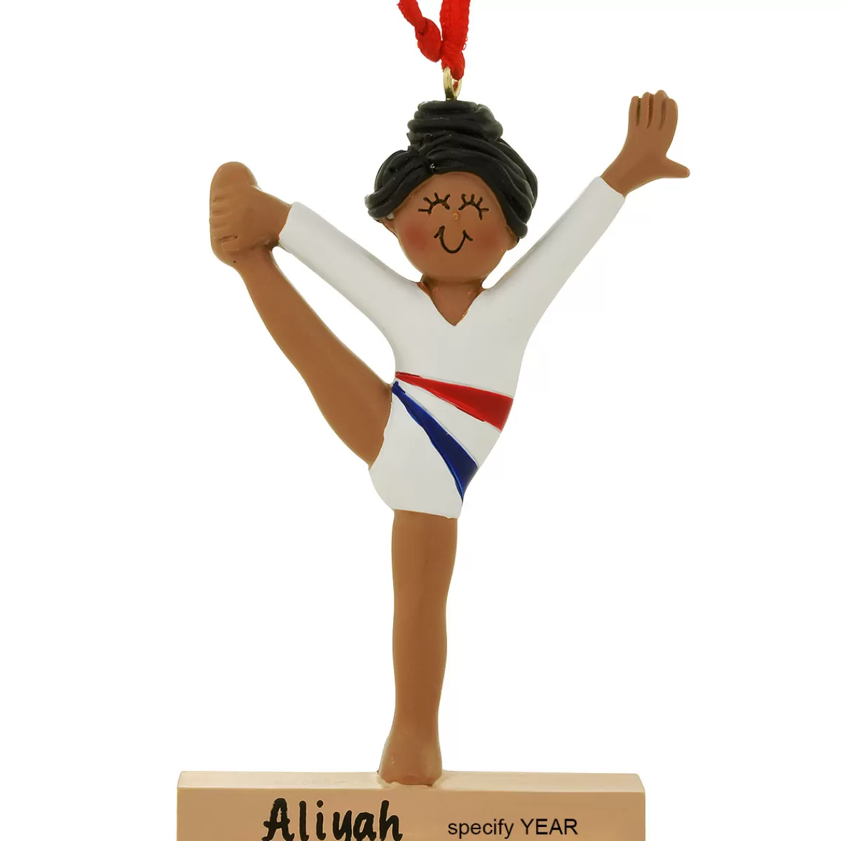 Bronner's Christmas Wonderland Personalized Gymnast Child African American Resin Ornament | Ornaments