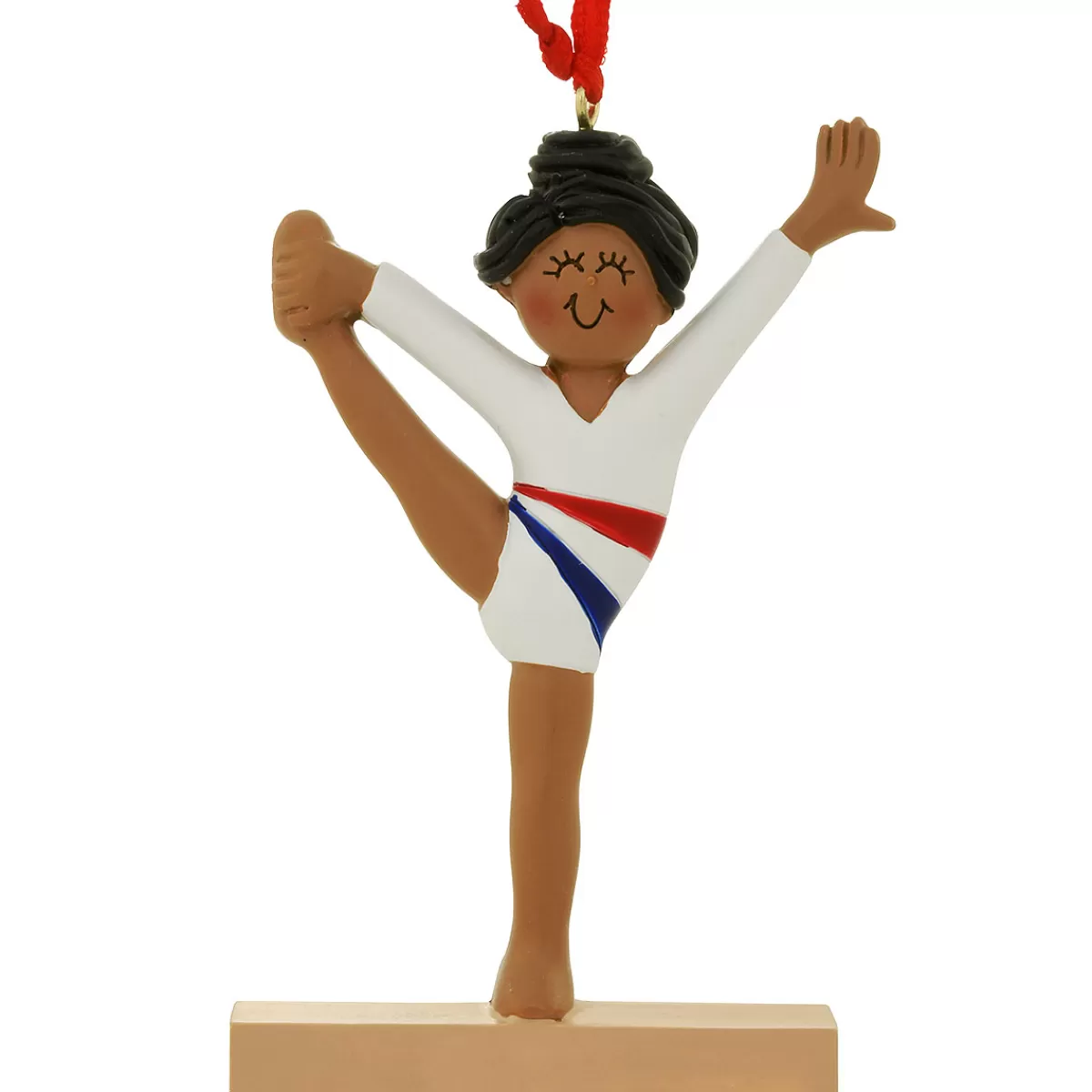 Bronner's Christmas Wonderland Personalized Gymnast Child African American Resin Ornament | Ornaments