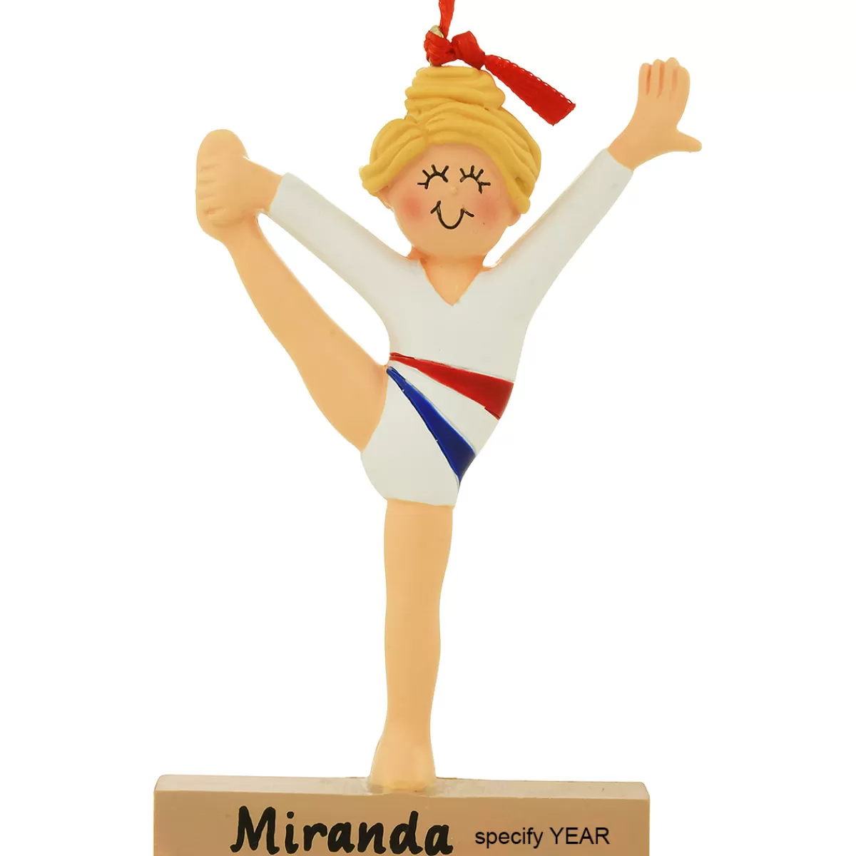 Bronner's Christmas Wonderland Personalized Gymnast Child Blonde Resin Ornament | Ornaments