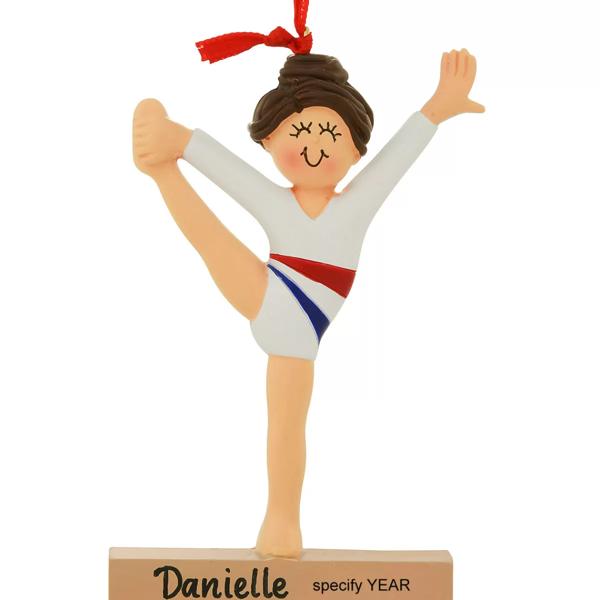 Bronner's Christmas Wonderland Personalized Gymnast Child Brunette Resin Ornament | Ornaments