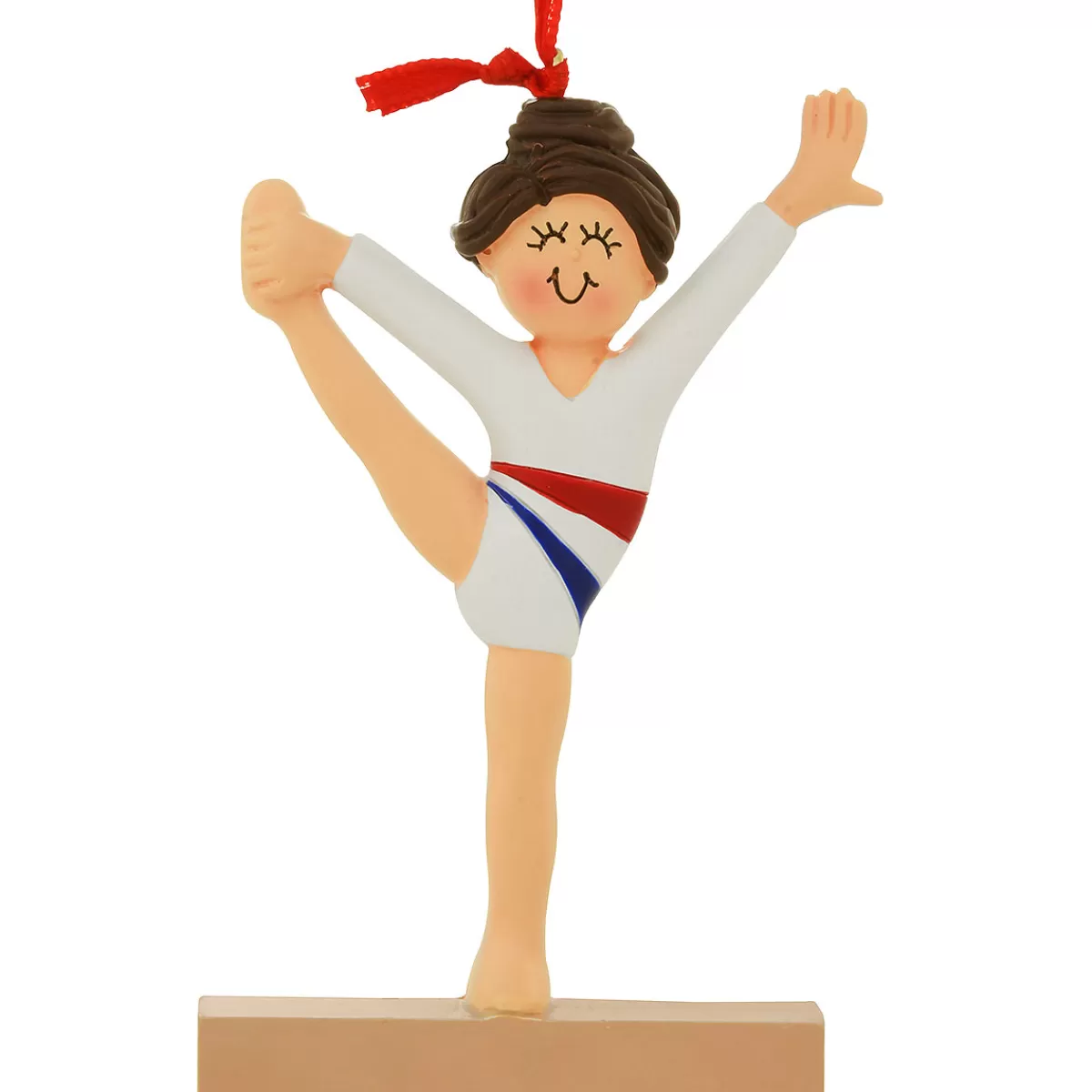 Bronner's Christmas Wonderland Personalized Gymnast Child Brunette Resin Ornament | Ornaments